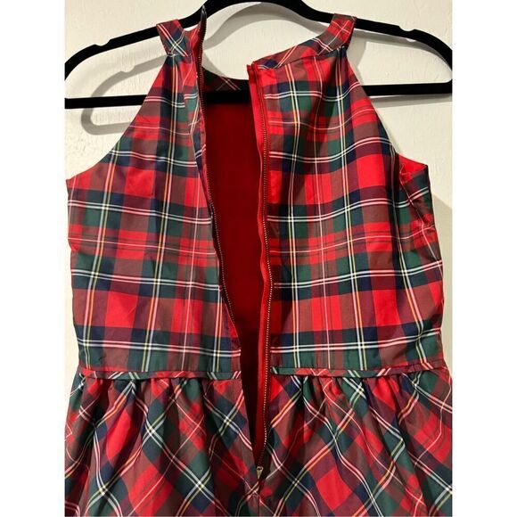 Vineyard Vines tartan Plaid Girl dress sleeveless red and green 14 - Picture 4 of 6